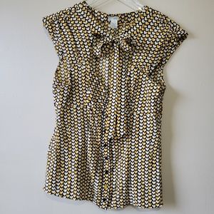 Odille Anthropologie Women's Silk Darling Dear Heart Blouse Cap Sleeve Size 12